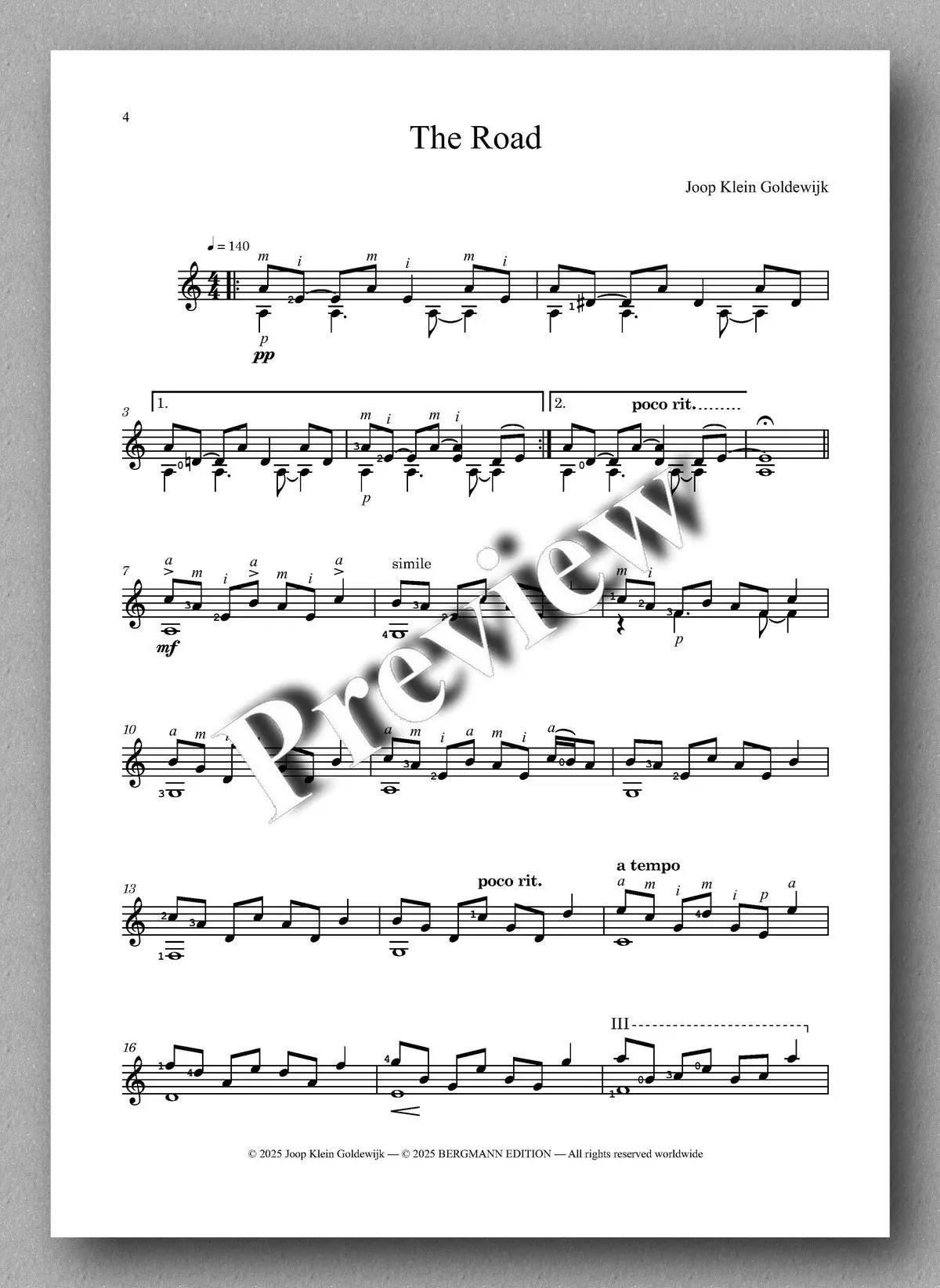 Goldewijk, Three Pieces For Guitar 2