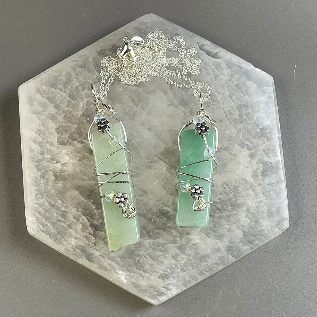 Green Adventurine Flower Handmade Boho Necklace 1
