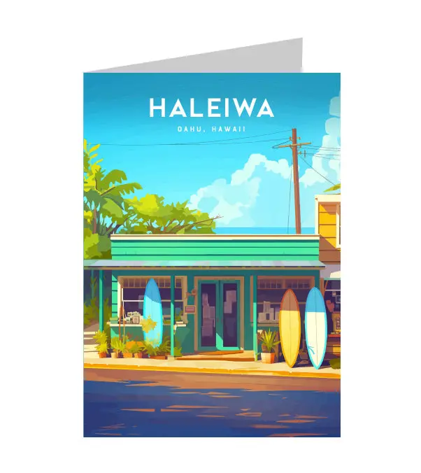 Greeting Card "Haleiwa, Oahu" Hawaii Travel Art 1