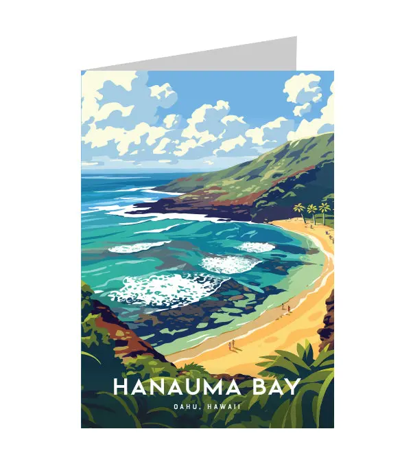 Greeting Card "Hanauma Bay, Oahu" Hawaii Travel Art 1