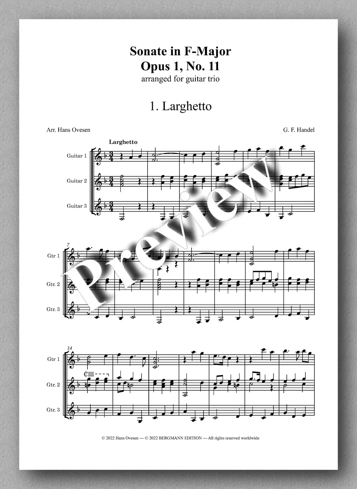 Handel-Ovesen, Sonate In F-Major Opus 1, No. 11 2