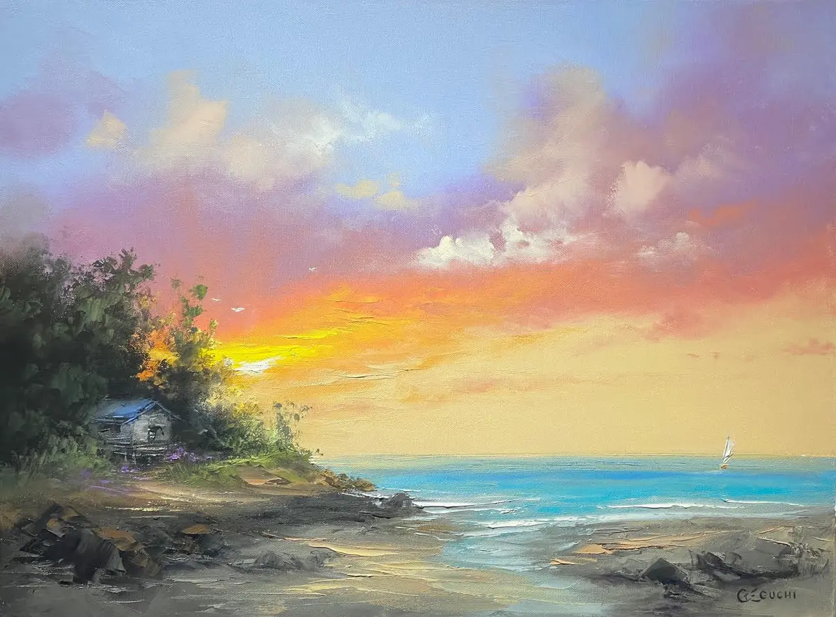 Original Painting: Hawaiian Skies Ablaze By George Eguchi 2
