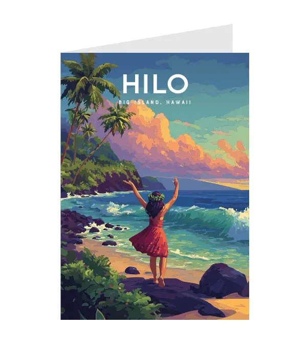 Greeting Card "Hilo, Big Island" Hawaii Travel Art 1