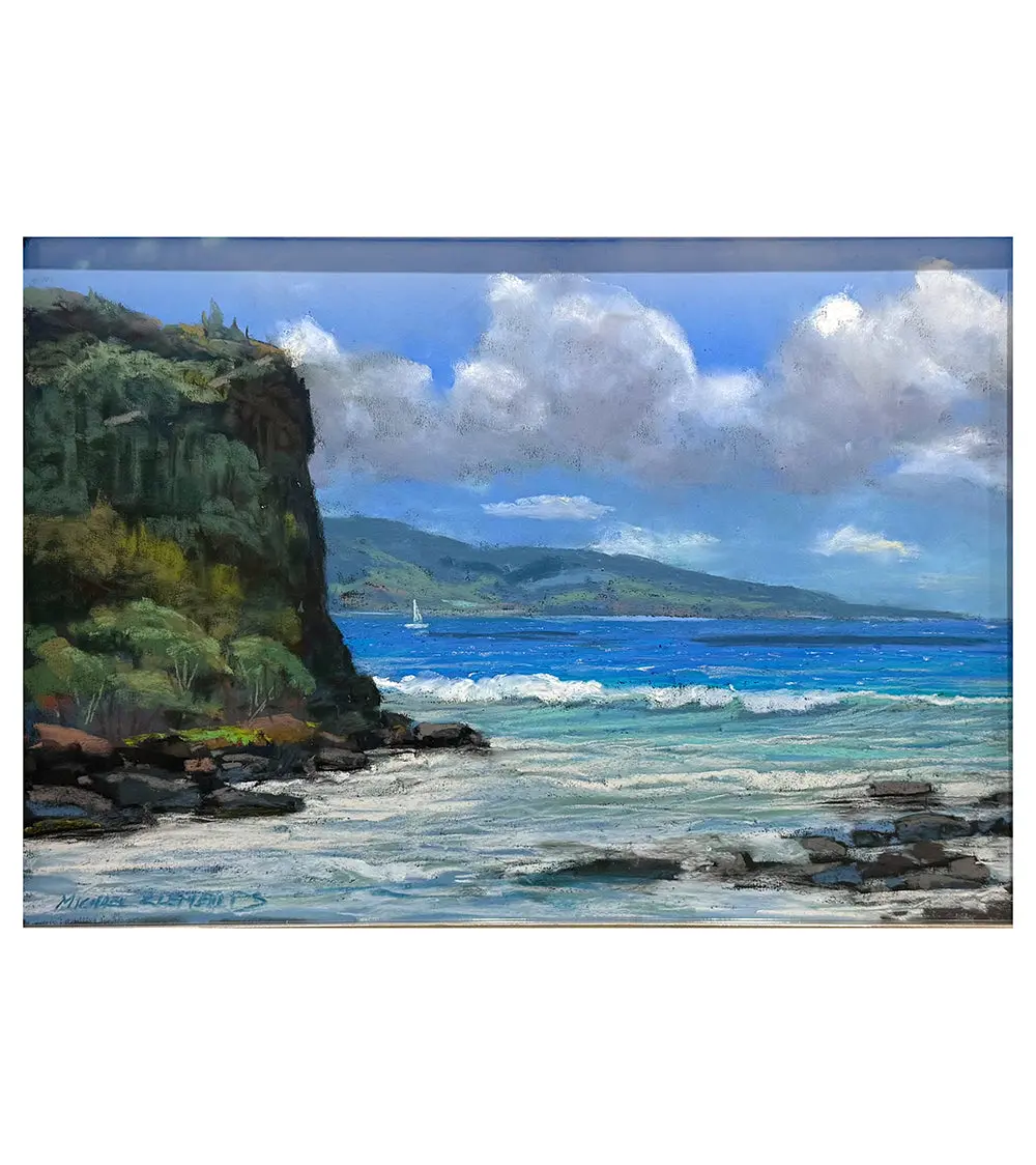 Original Pastel Painting "Honokohau Bay" By Michael Clements 17 X 12 1