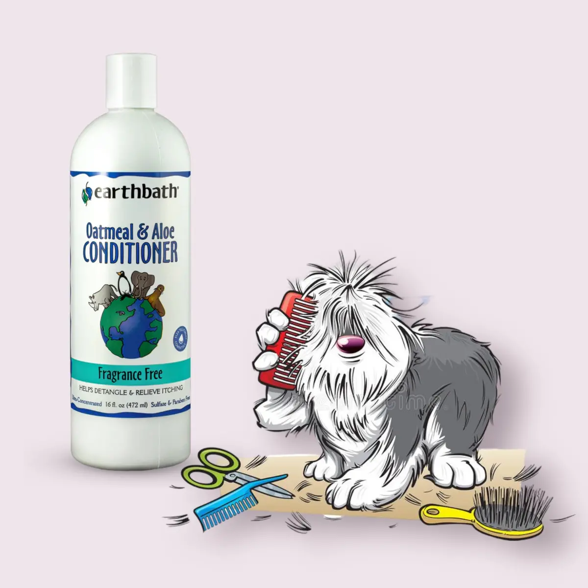 Dog Conditioner Earthbath Oatmeal & Aloe - Fragrance Free 472Ml 1
