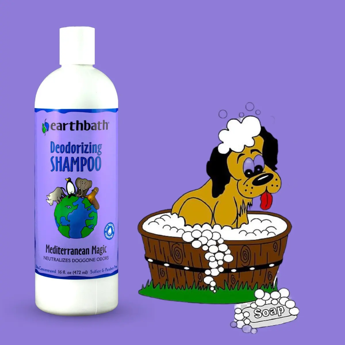 Dog Deodorizing Shampoo Earthbath - Mediterranean Magic 472Ml 1