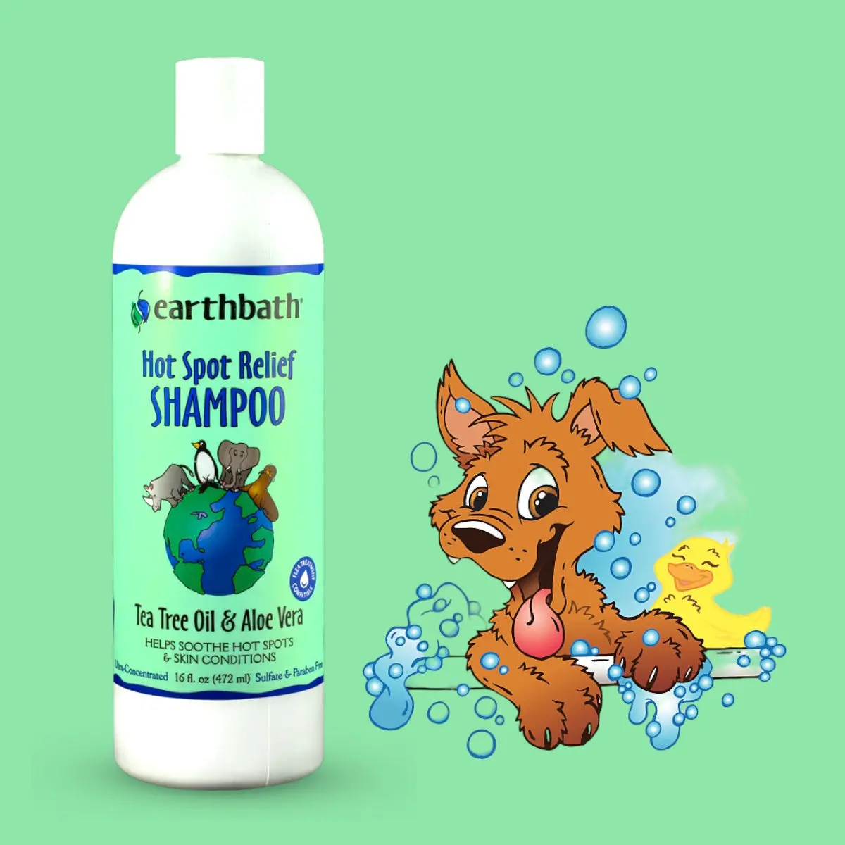 Dog Shampoo Earthbath - Hot Spot Relief -Tea Tree Oil & Aloe Vera 472Ml 1
