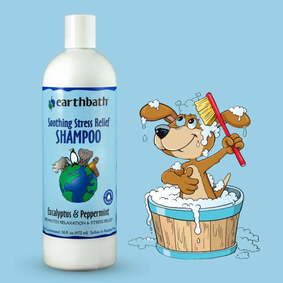 Dog Shampoo Earthbath Eucalyptus & Peppermint 472Ml - Soothing Stress Relief 1