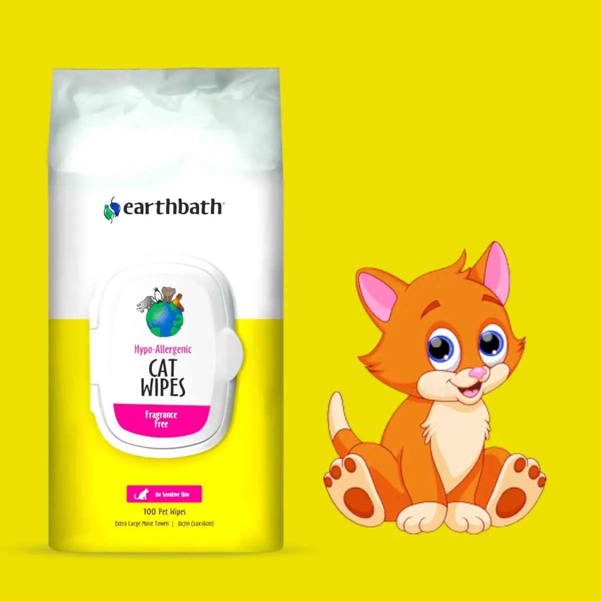 Cat Wipes - Earthbath Hypo-Allergenic 100 Pack 1