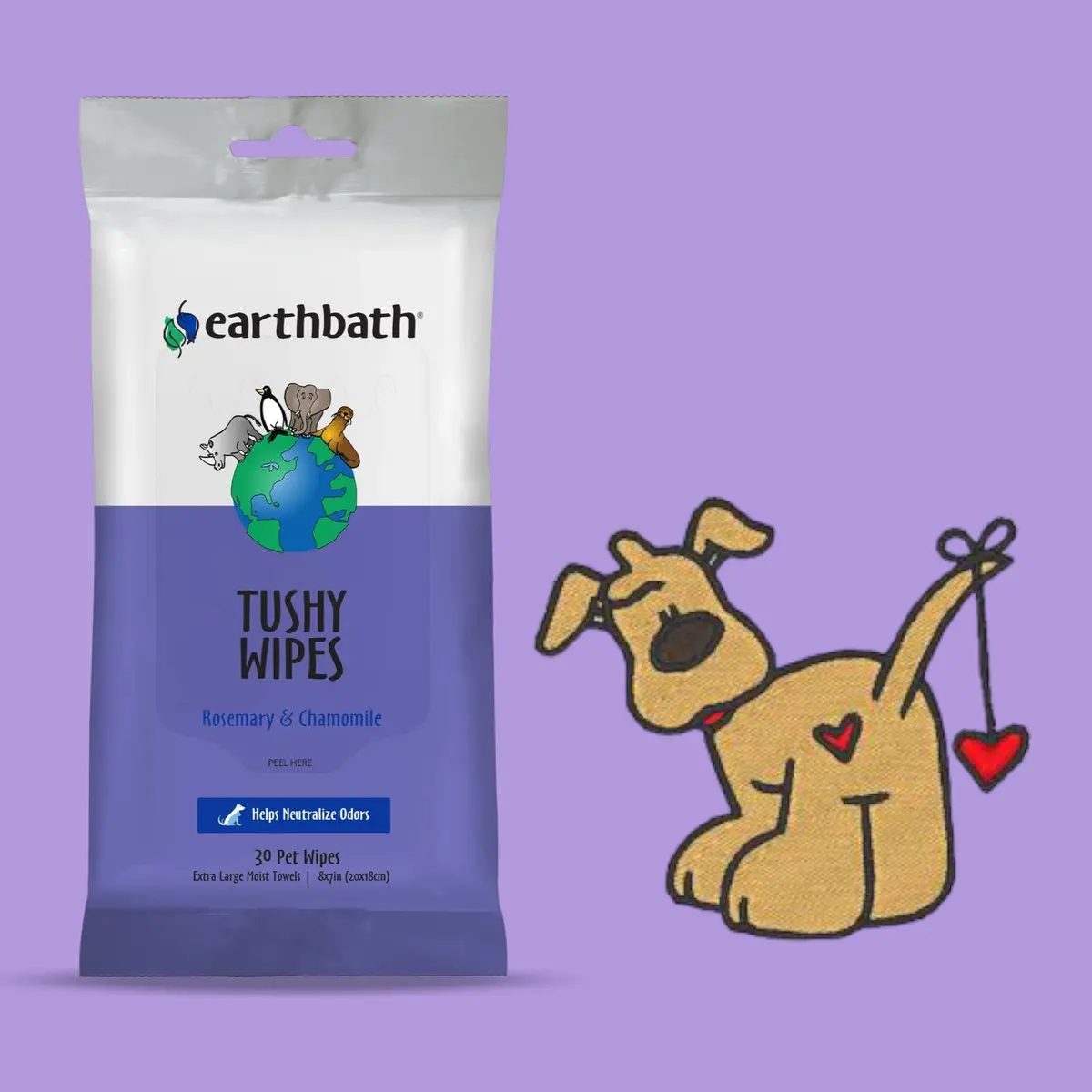 Tushy Wipes For Dogs - Earthbath 1