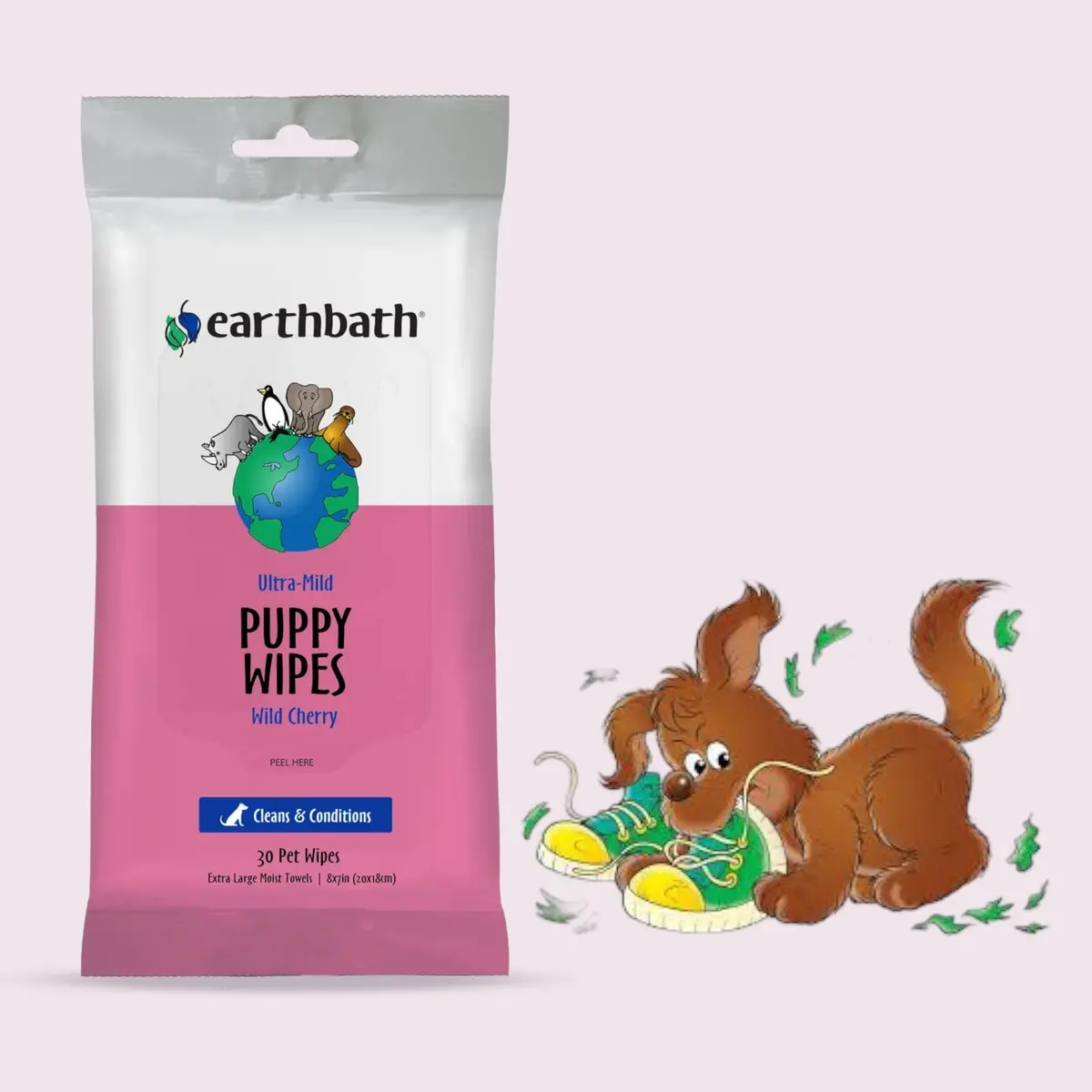 Puppy Wipes - Earthbath Ultra Mild, Wild Cherry 30 Pack 1