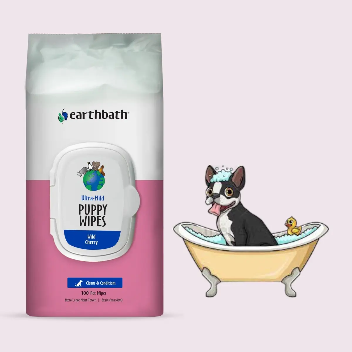 Puppy Wipes Earthbath Wild Cherry - 100'S 1
