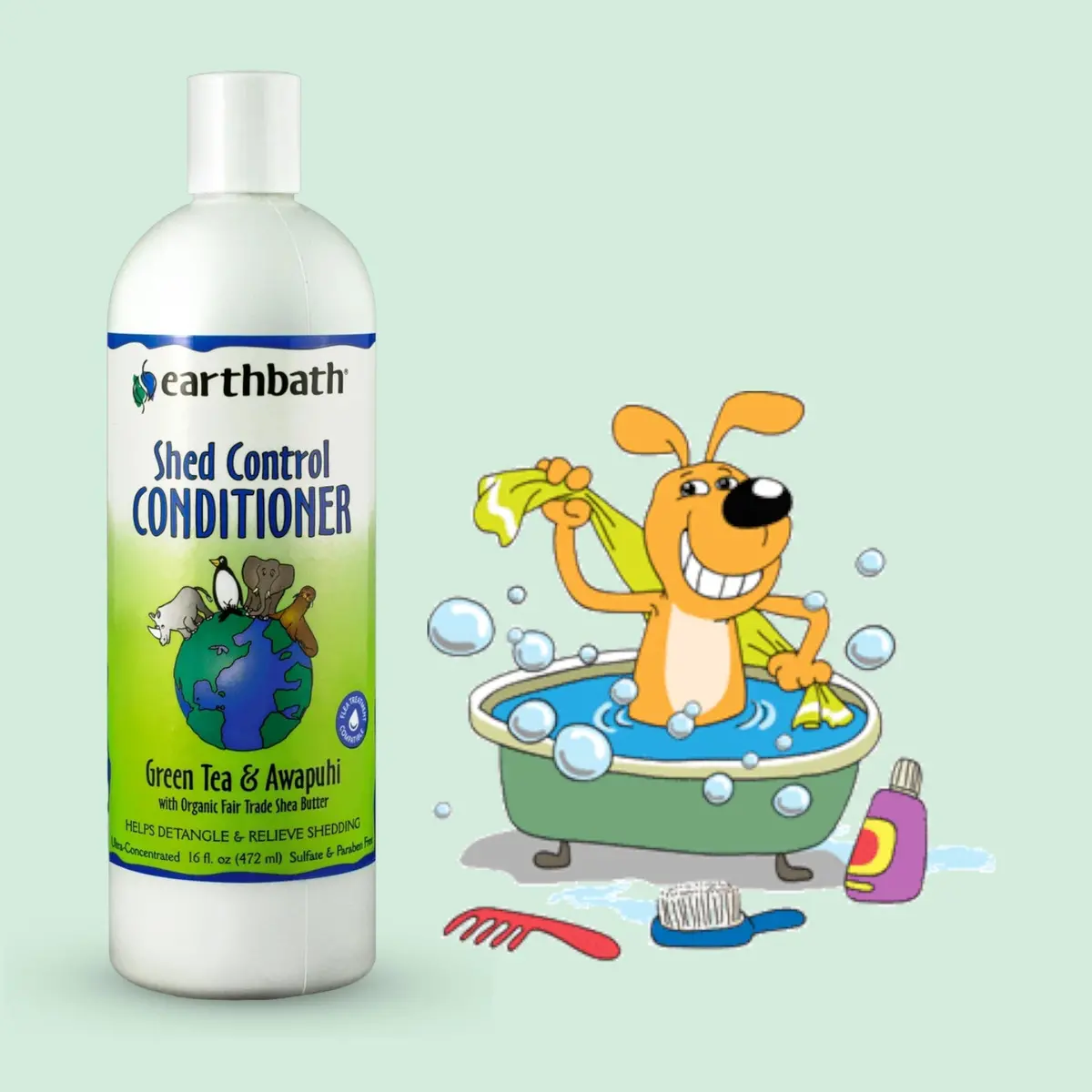 Dog Conditioner Earthbath Shed Control - Green Tea & Awapuhi 472Ml 1