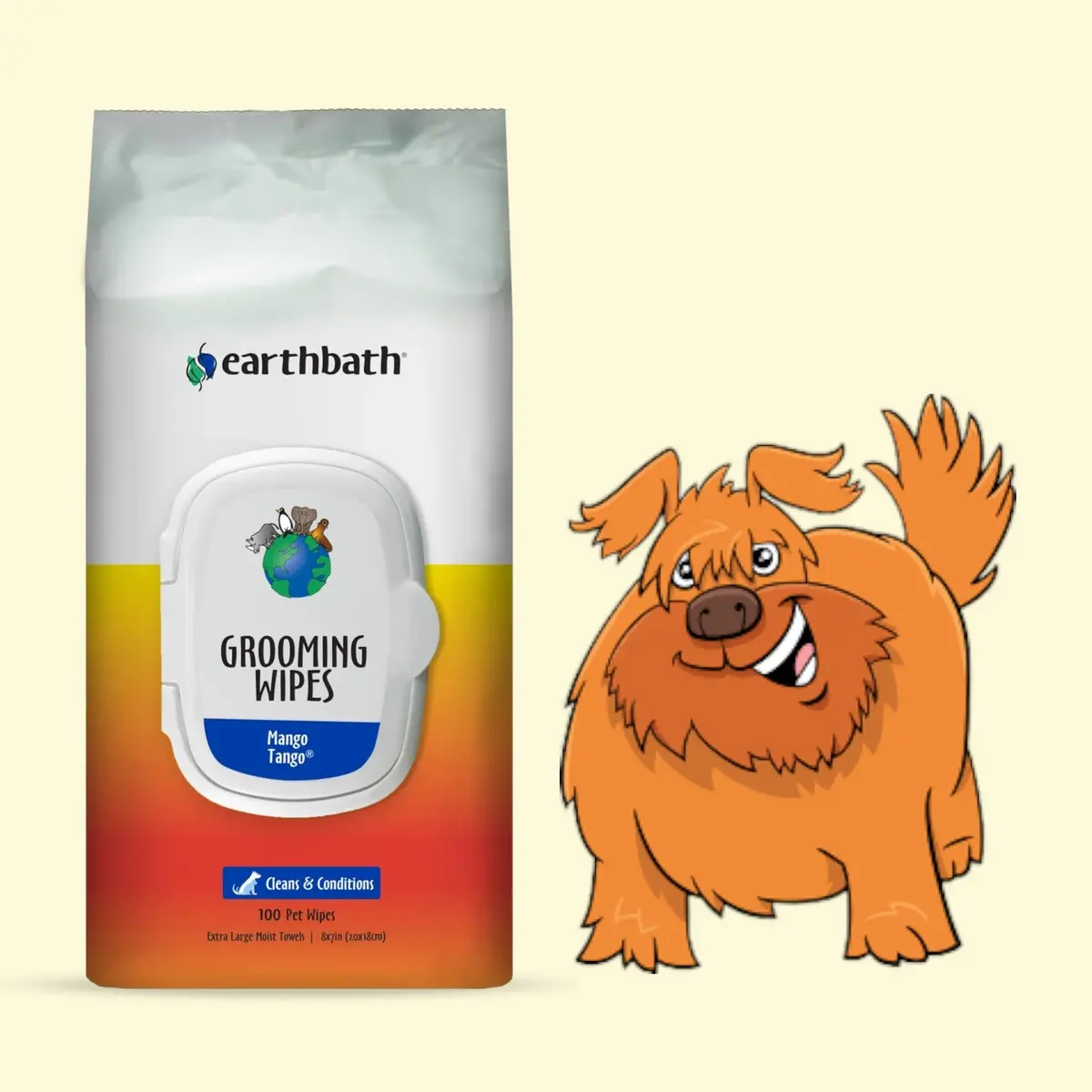 Grooming Wipes Mango Tango For Dogs - Earthbath - 100'S 1