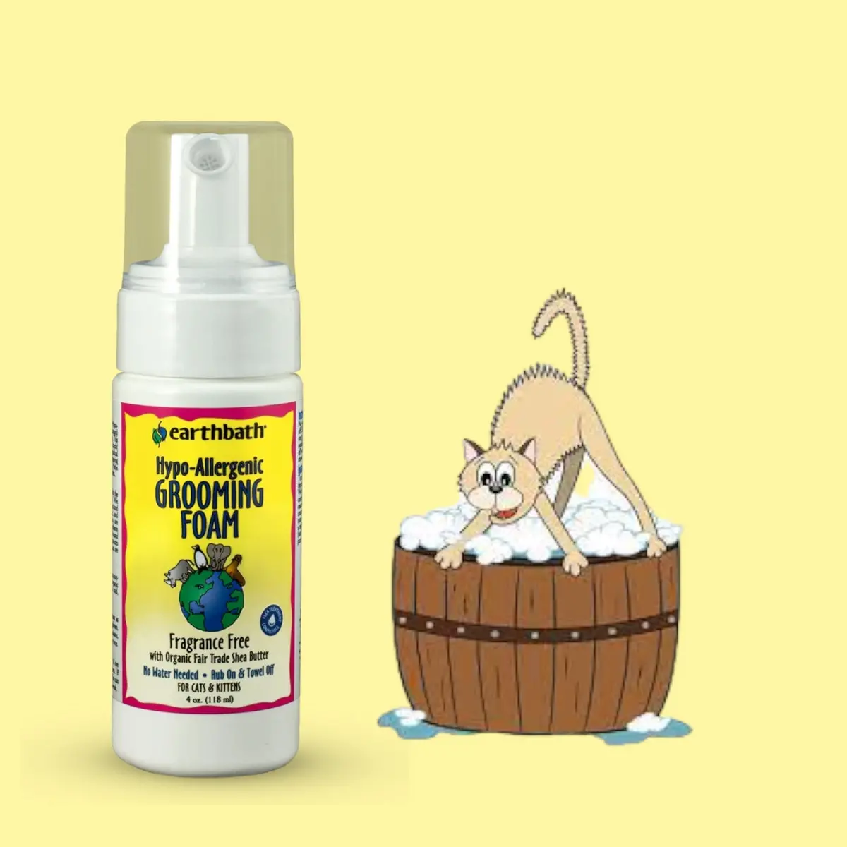 Earthbath Cat Waterless Grooming Foam Hypo-Allergenic 118Ml 1