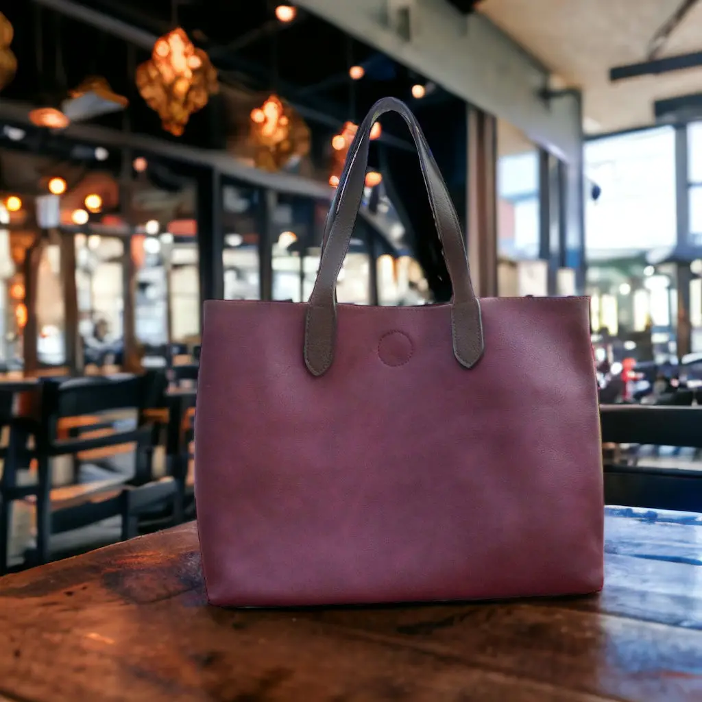 Mariah Medium Convertible Tote - Merlot 1