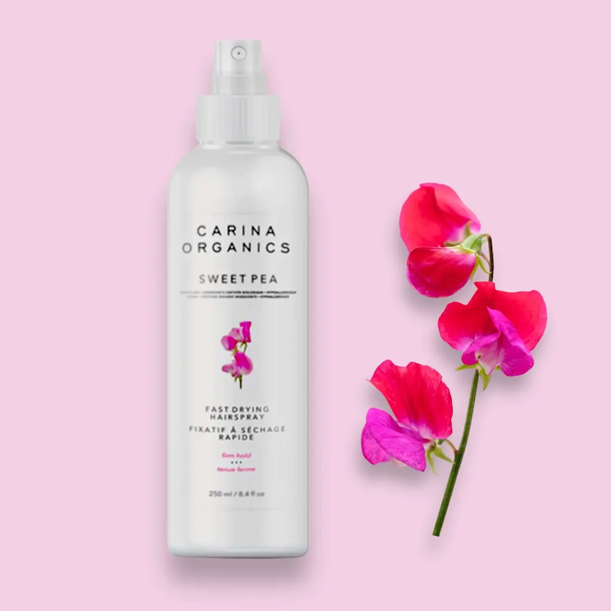 Sweet Pea Fast Drying Hair Spray 250Ml - Carina Organics 1