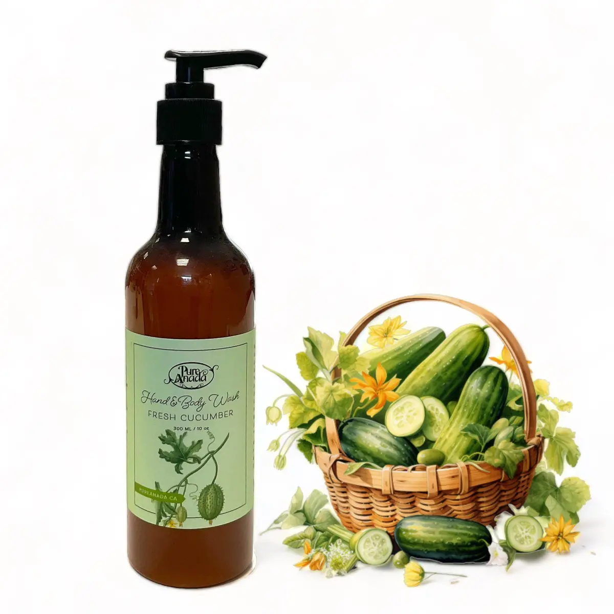 Fresh Cucumber Natural Hand & Body Wash 300Ml - Pure Anada 1