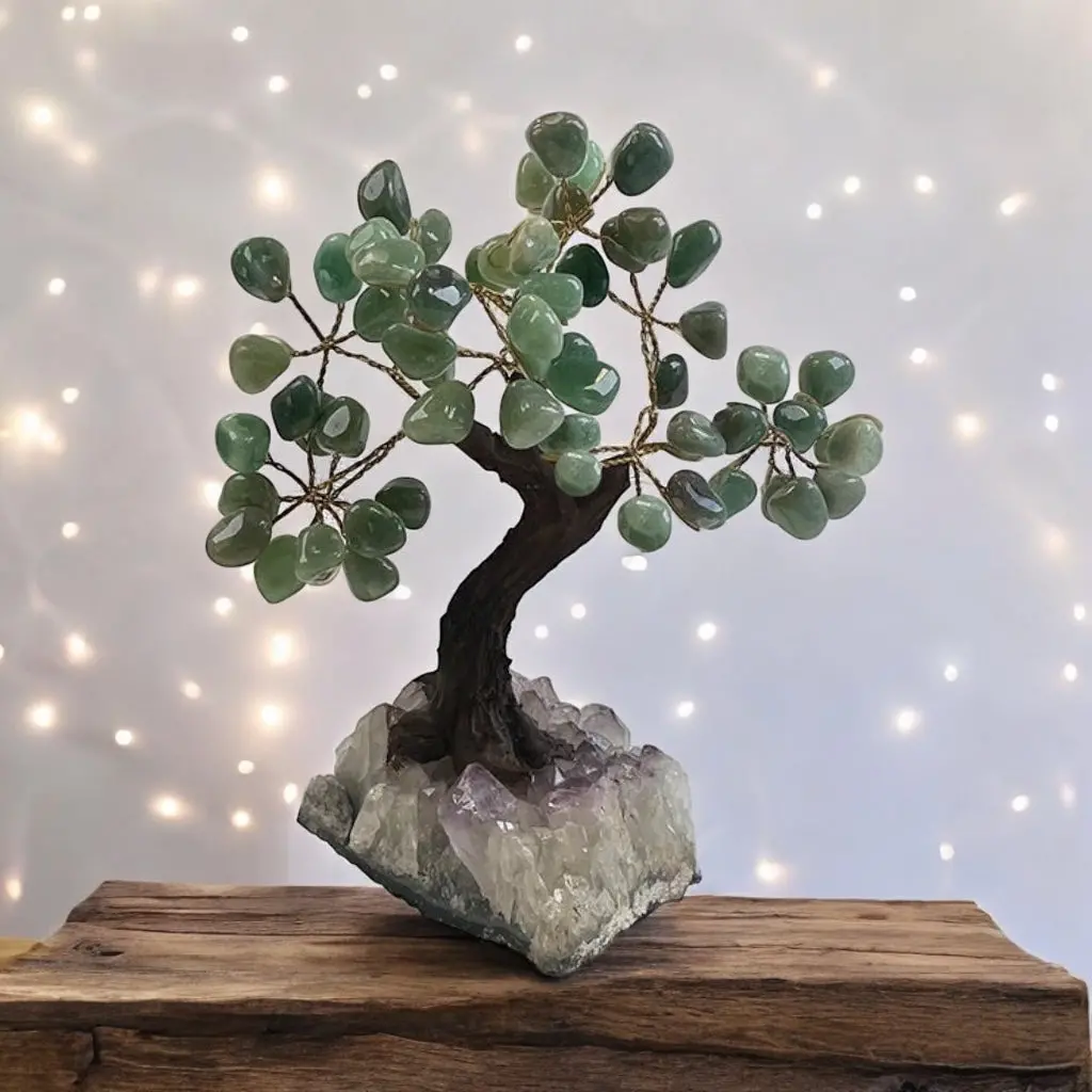 Green Quartz Gemstone Tree 7" - Handmade By Brazil Gems 1