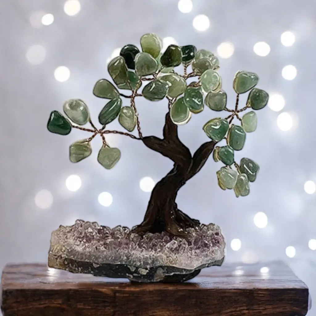 Green Quartz Gemstone Tree 5" - Handmade By Brazil Gems 1