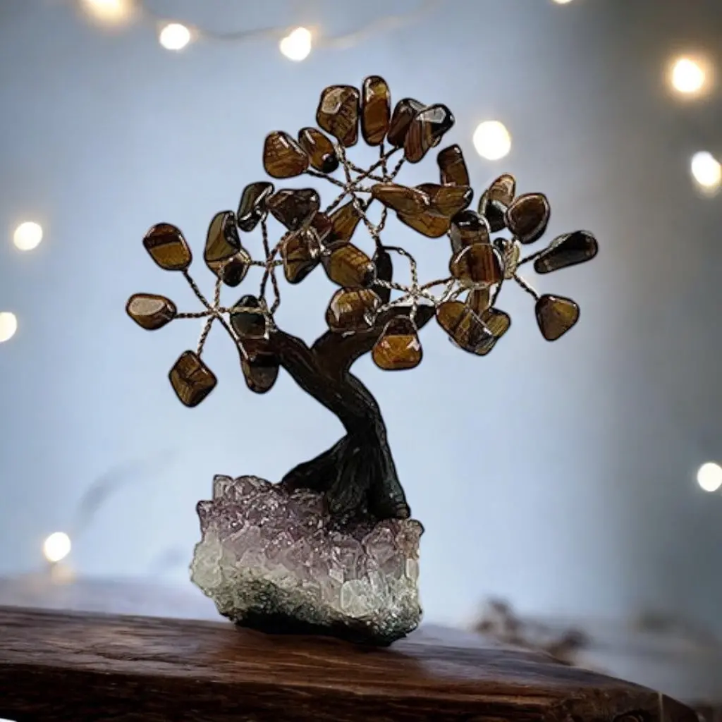 Tigers Eye Gemstone Tree 5" - Handmade By Brazil Gems 1