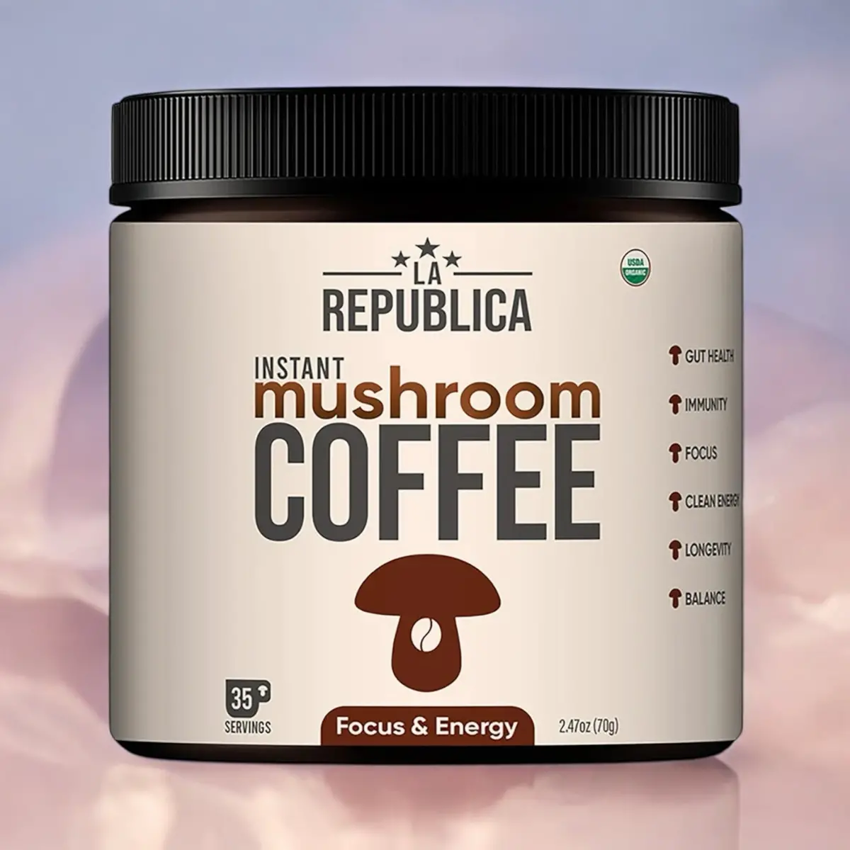 Instant 7 Mushroom Coffee – Wild-Crafted Superfood Blend |La Republica 1