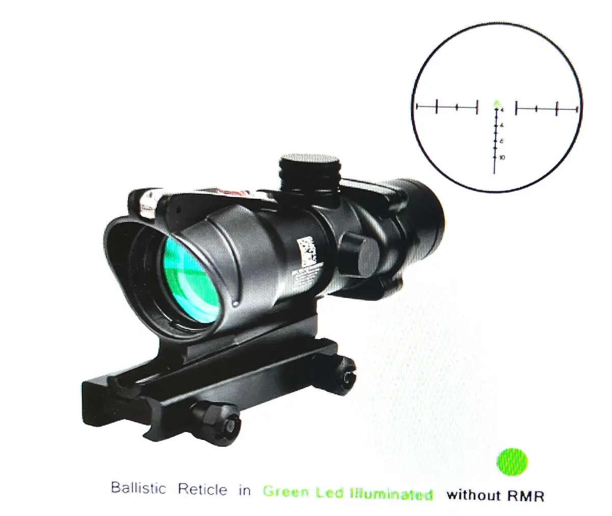 Real Fiber Optics Red Dot Illuminated Chevron Glass Etched Reticle Tactical Optical Scope Hunting A C O G Style Optic Sight 1