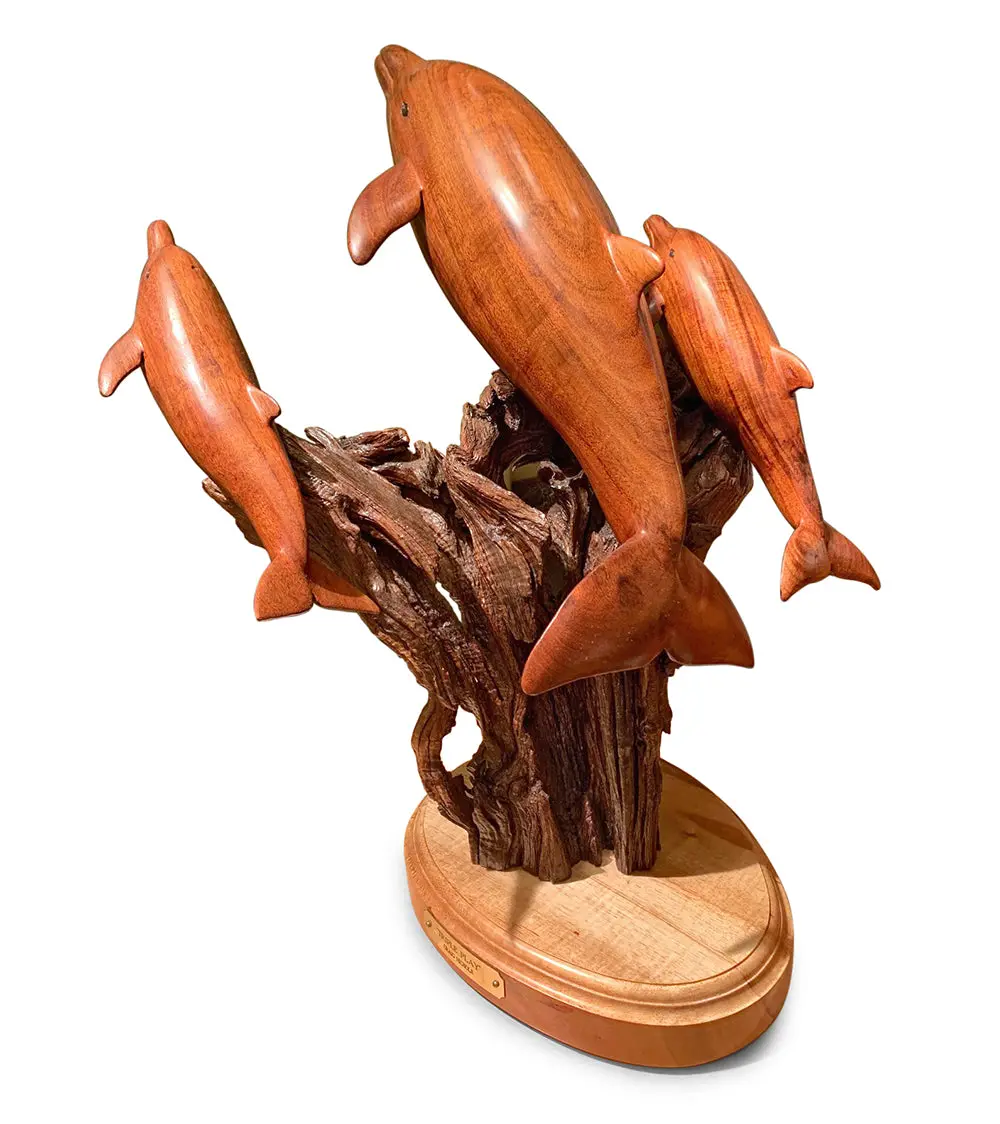 Koa Wood Sculpture "Triple Play" By Craig Nichols 1