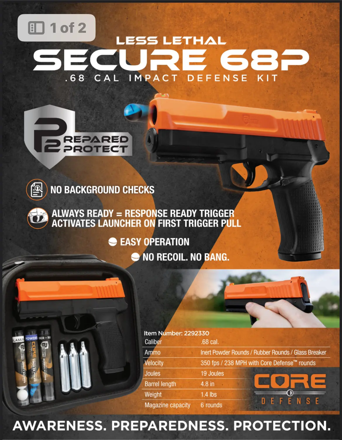 ** New ** P2p Secure .68 Impact Home/Self Defense Pistol Starter  Package! 1
