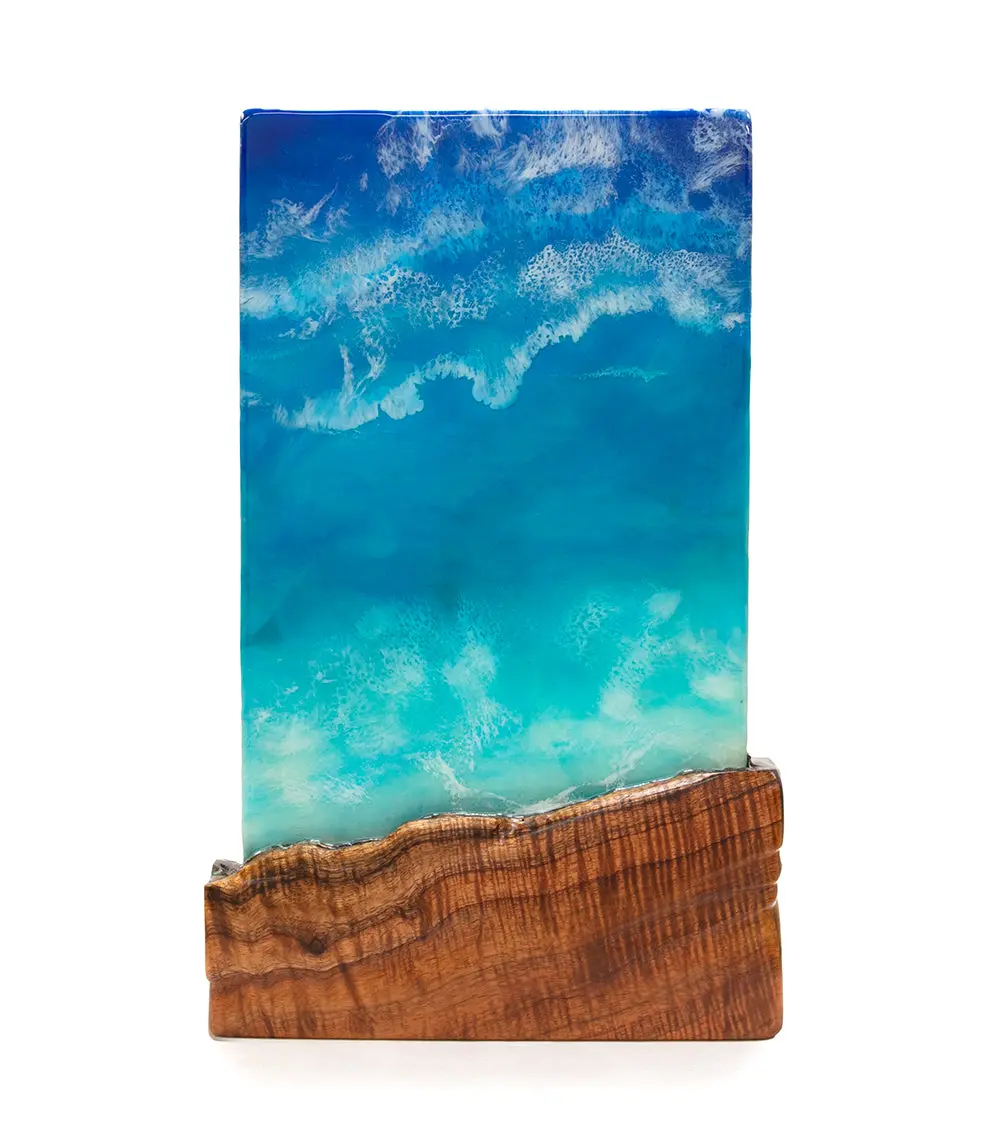 Koa/Resin Wall Art "Pohaku Point" By S. Isaac Anderson 1