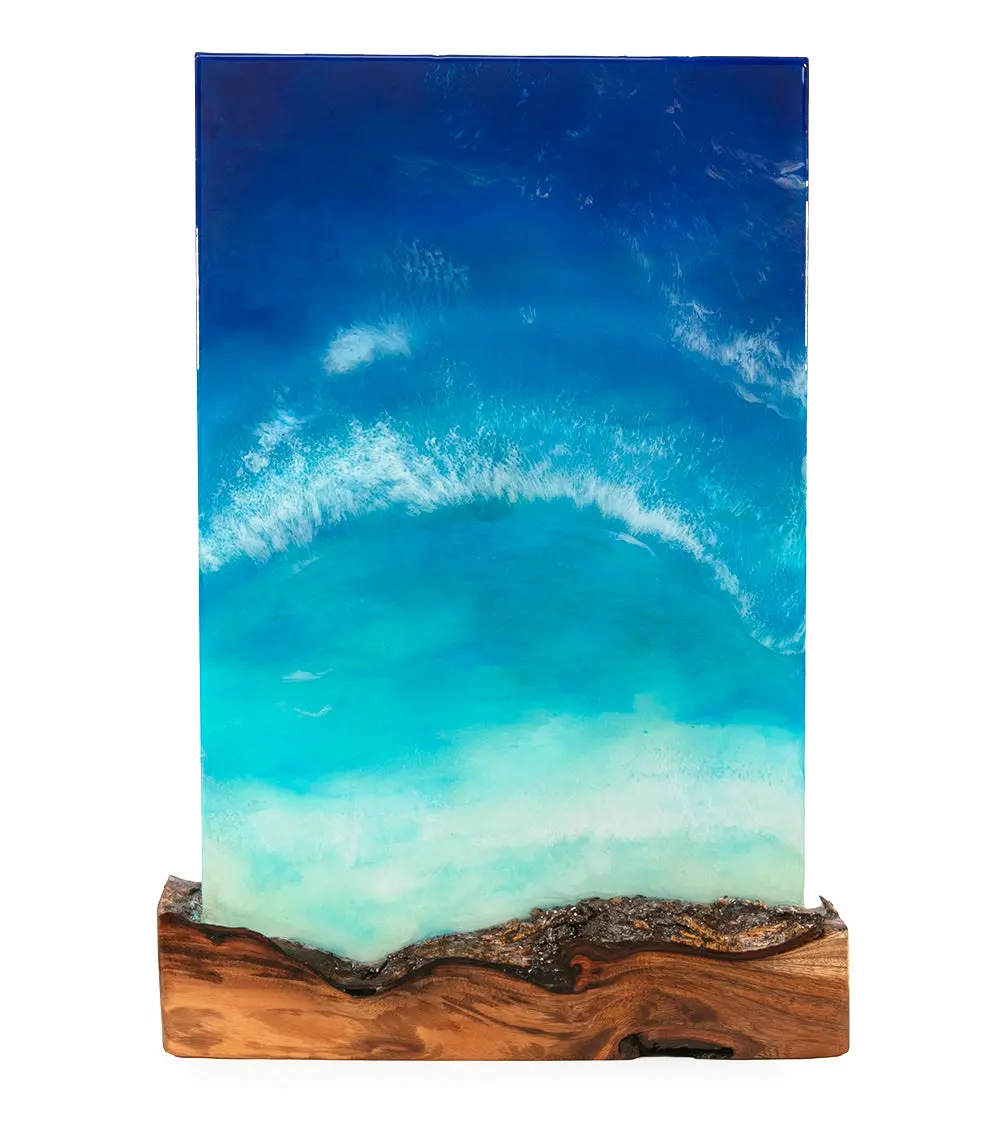 Koa/Resin Wall Art "Pohaku Point" By S. Isaac Anderson 1