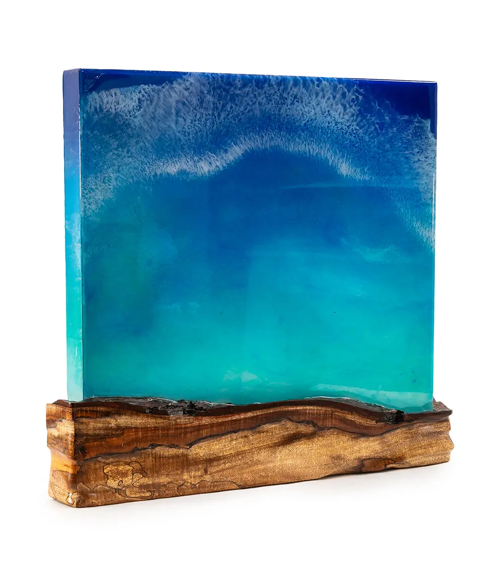 Koa/Resin Wall Art "Punaluʻu Beach" By S. Isaac Anderson 2