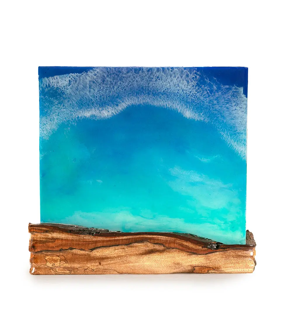 Koa/Resin Wall Art "Punaluʻu Beach" By S. Isaac Anderson 1