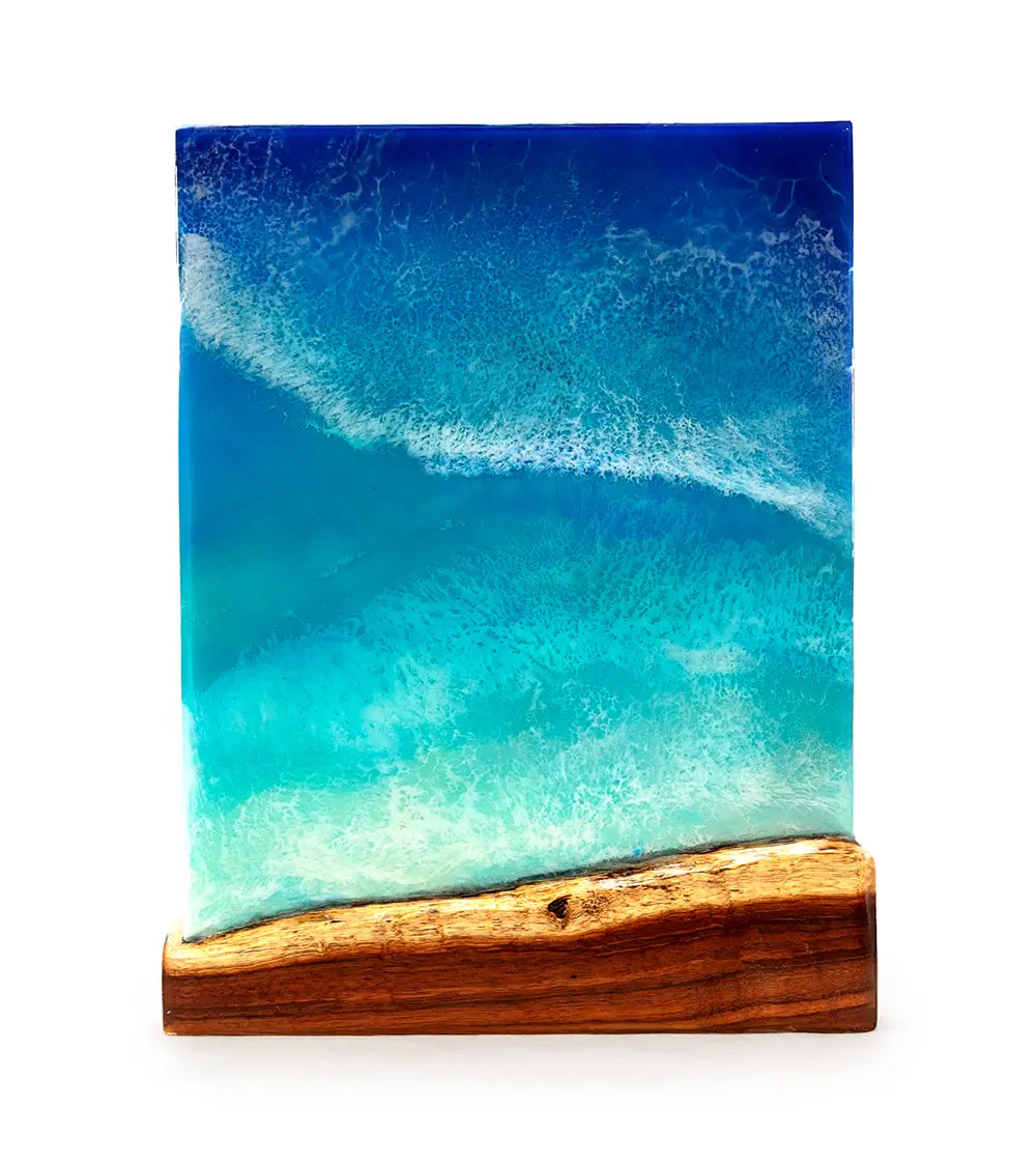 Koa/Resin Wall Art "Kihole Beach" By S. Isaac Anderson 1