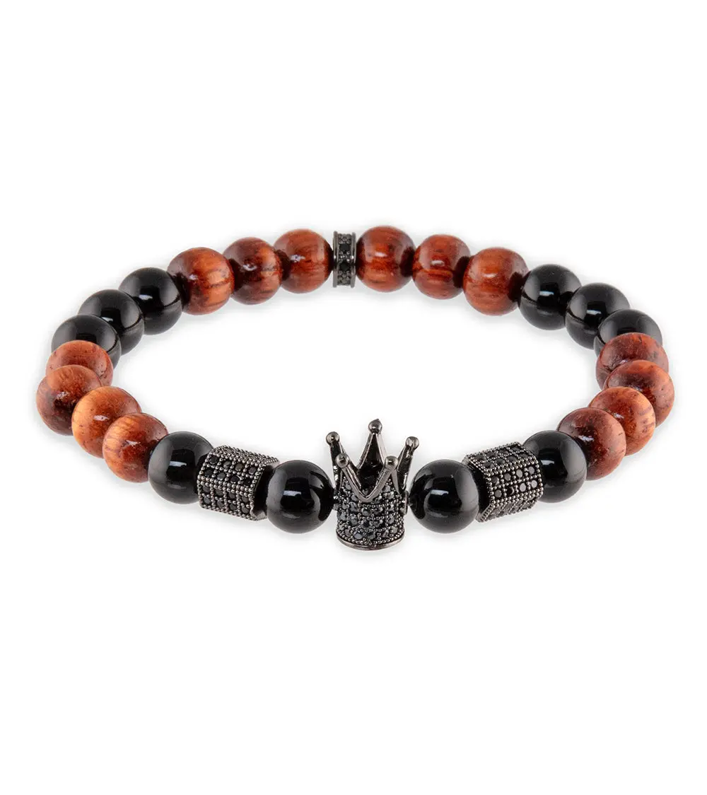 Onyx, Koa, Crowns & Alloy Metals Bracelet By Bergan 1