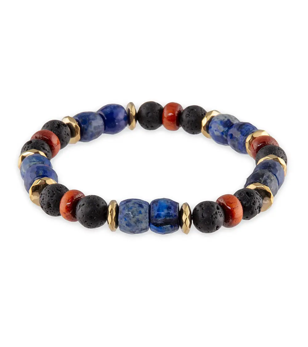 Lava, Lapis, Koa & Hematite Bracelet By Bergan 1