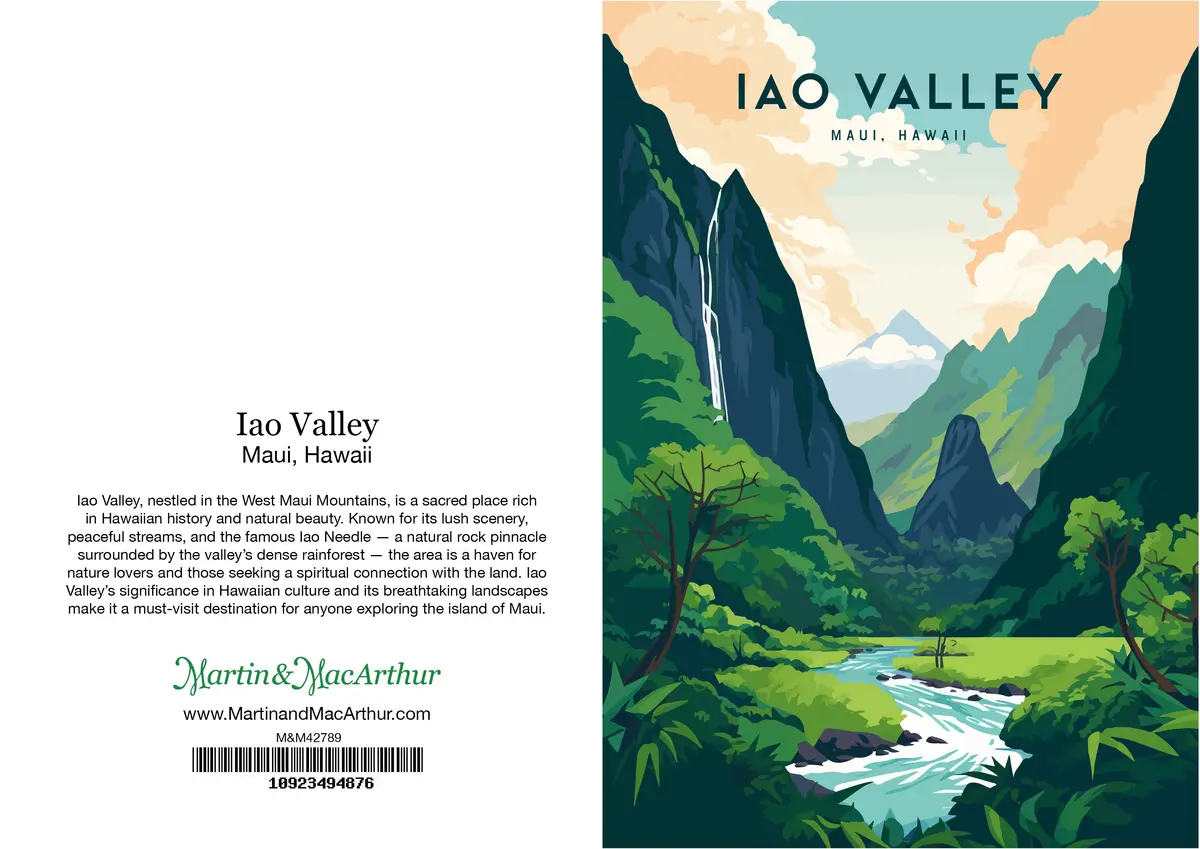 Greeting Card "Iao Valley, Maui" Hawaii Travel Art 2