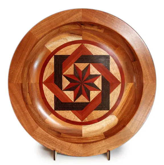 Segmented Koa Platter "Interlace" 20" By Mark And Karen Stebbins 1