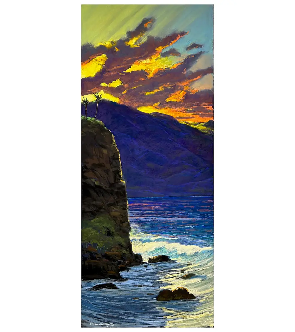 Original Pastel Painting "Island Magic" By Michael Clements 20X48 1