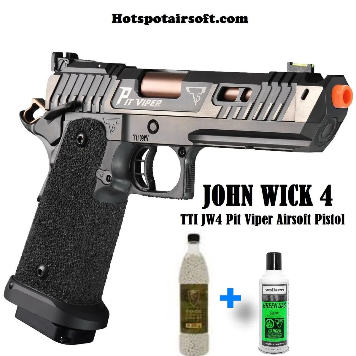 John Wick 4 Taran Tactical Pit Viper Gbb Airsoft Pistol - Green Gas -Package #2 1