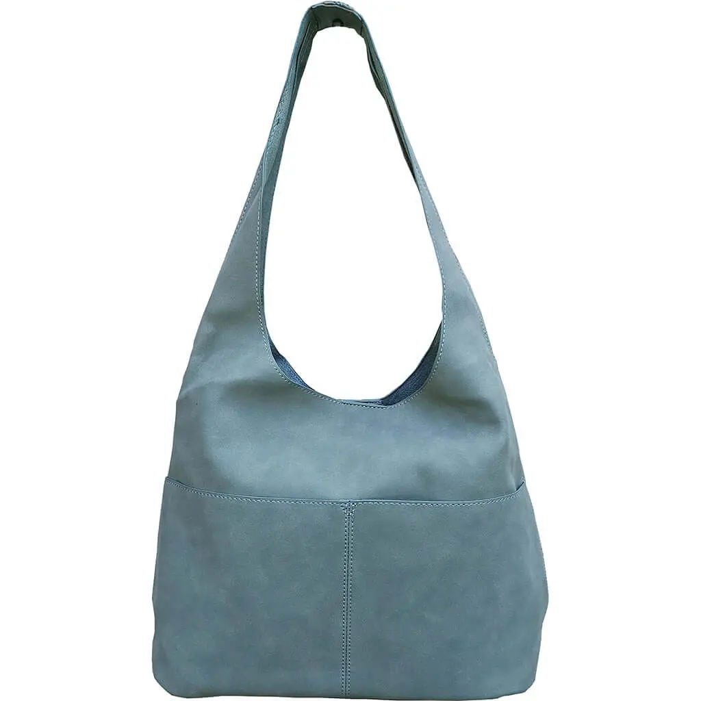 Jenny Faux Suede Hobo - Dusty Blue 1