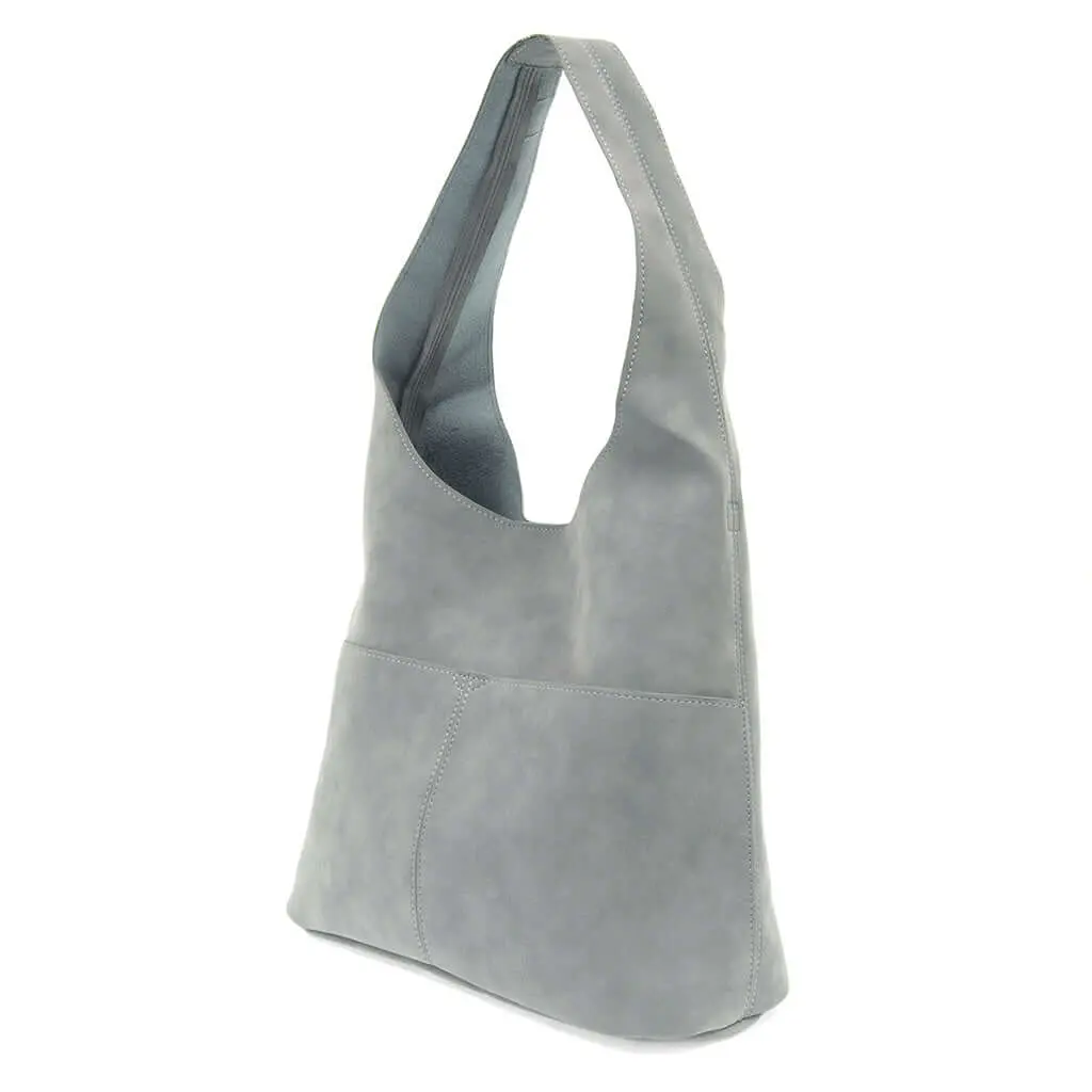 Jenny Faux Suede Hobo - Dusty Blue 2