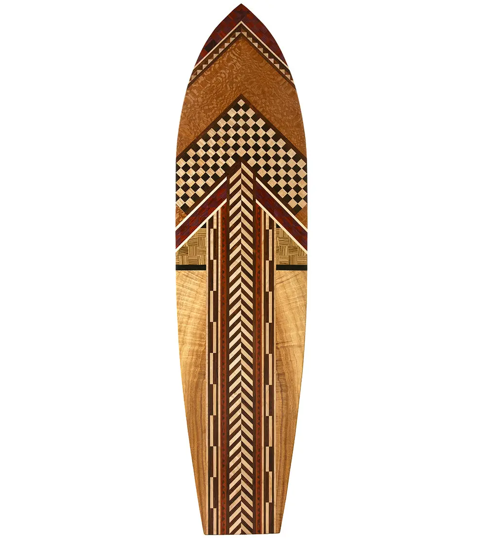 Hawaiian Marquetry Surfboard "Symbolism" By Leleo Kinimaka 1