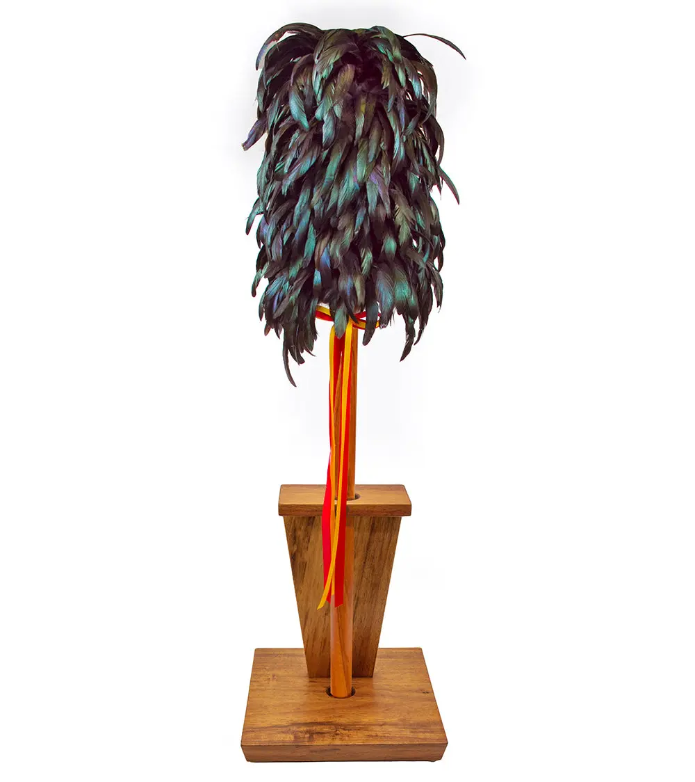 3' Kahili Rooster Feather With Pole 1