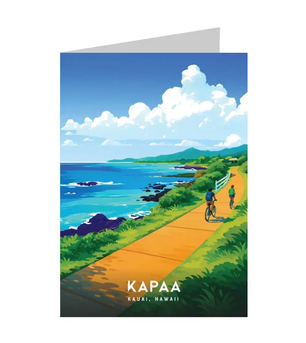 Greeting Card "Kapaʻa, Kauai" Hawaii Travel Art 1