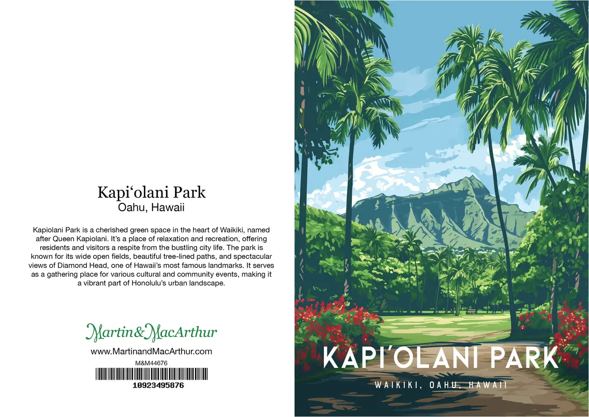 Greeting Card "Kapiʻolani Park, Oahu" Hawaii Travel Art 2