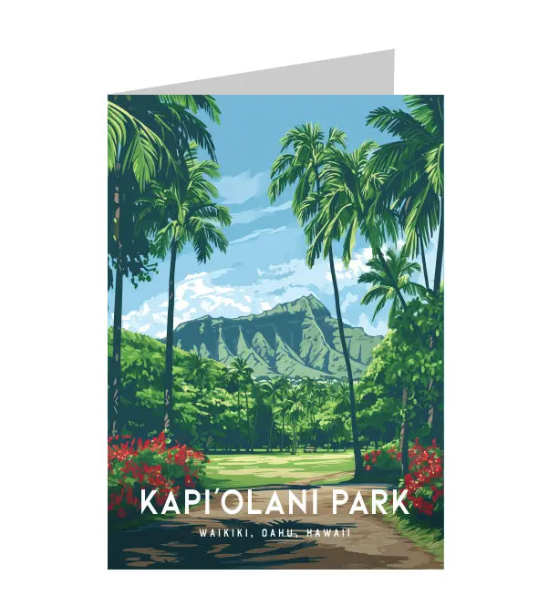 Greeting Card "Kapiʻolani Park, Oahu" Hawaii Travel Art 1