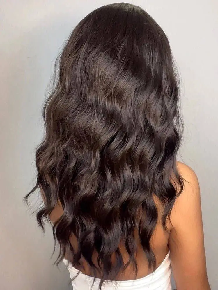 Kayla Long Dark Brown Wig With Bangs 1