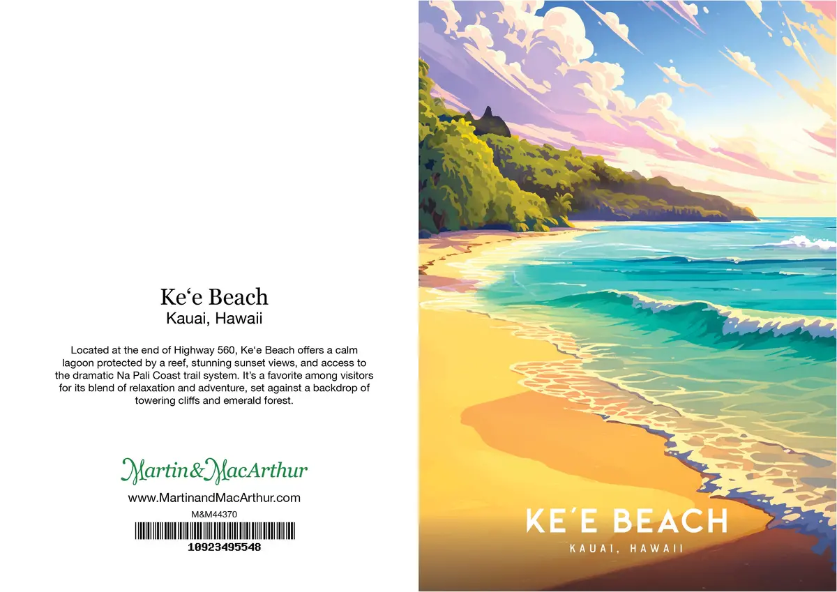 Greeting Card "Keʻe Beach, Kauai" Hawaii Travel Art 2