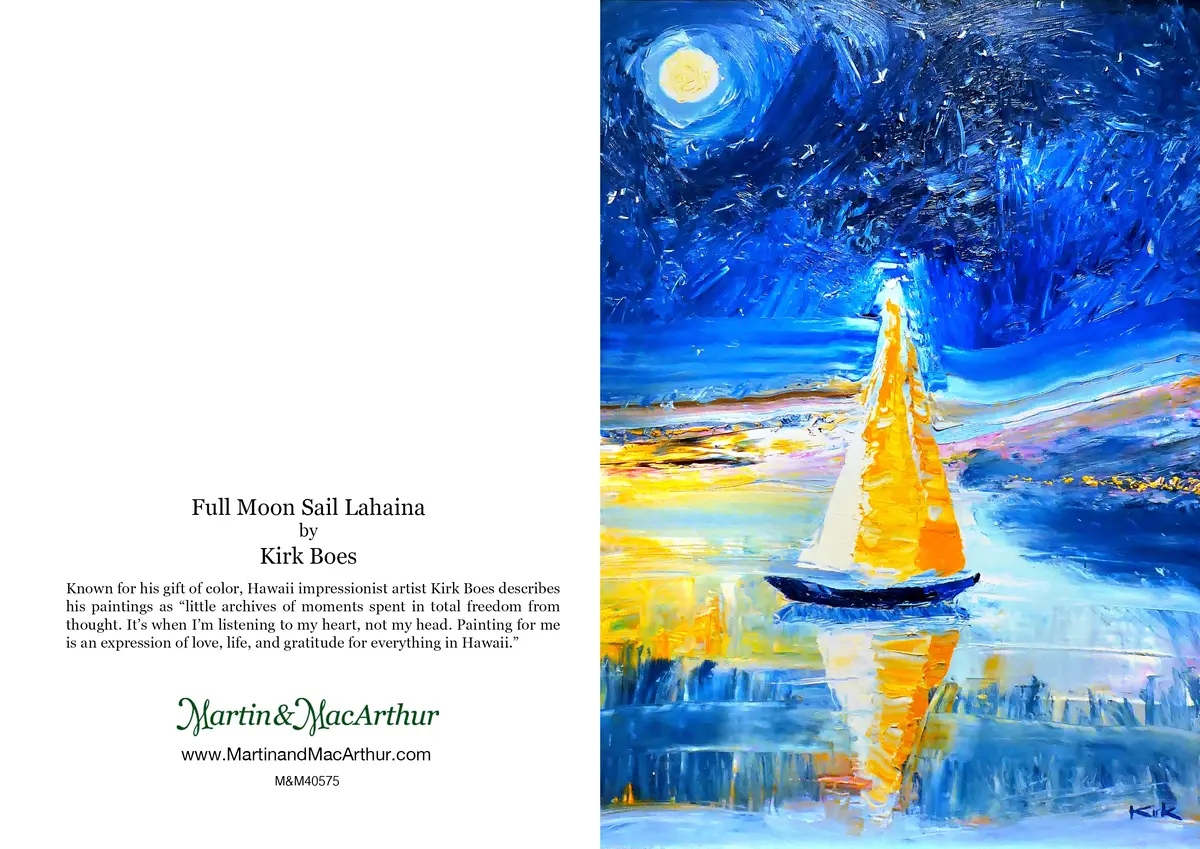Greeting Card "Full Moon Sail Lahaina" By Kirk Boes 2